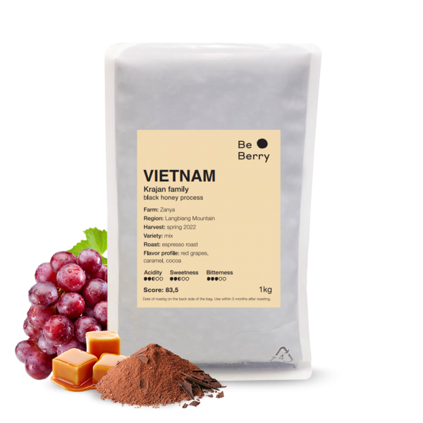Specialty coffee BeBerry Coffee Vietnam KRAJAN FAMILY - 1000g - 2022