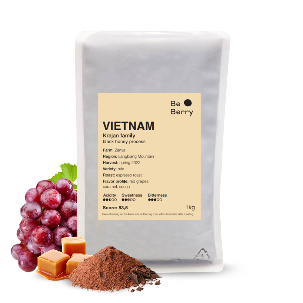 Specialty coffee BeBerry Coffee Vietnam KRAJAN FAMILY - 1000g - 2022