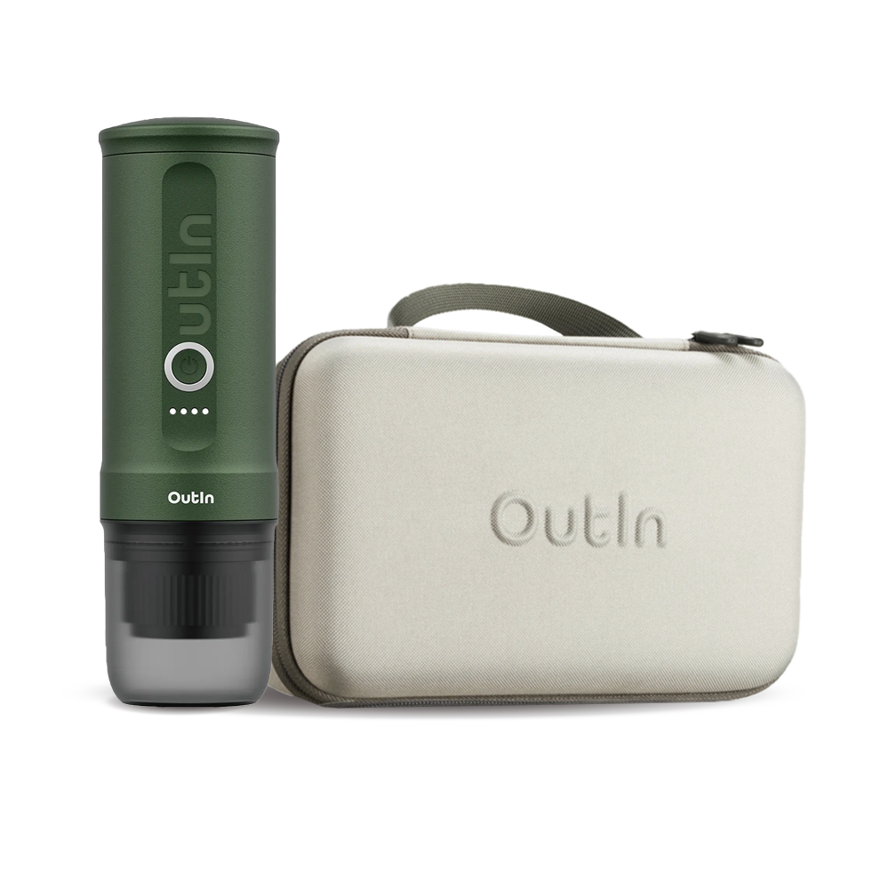 Outin Nano Portable Espresso Machine - Forest Green + Travel Case