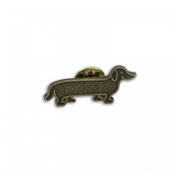 The naughty dog ​​Badge with a dachshund