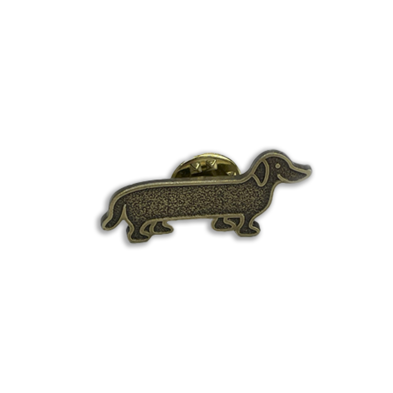 The naughty dog ​​Badge with a dachshund