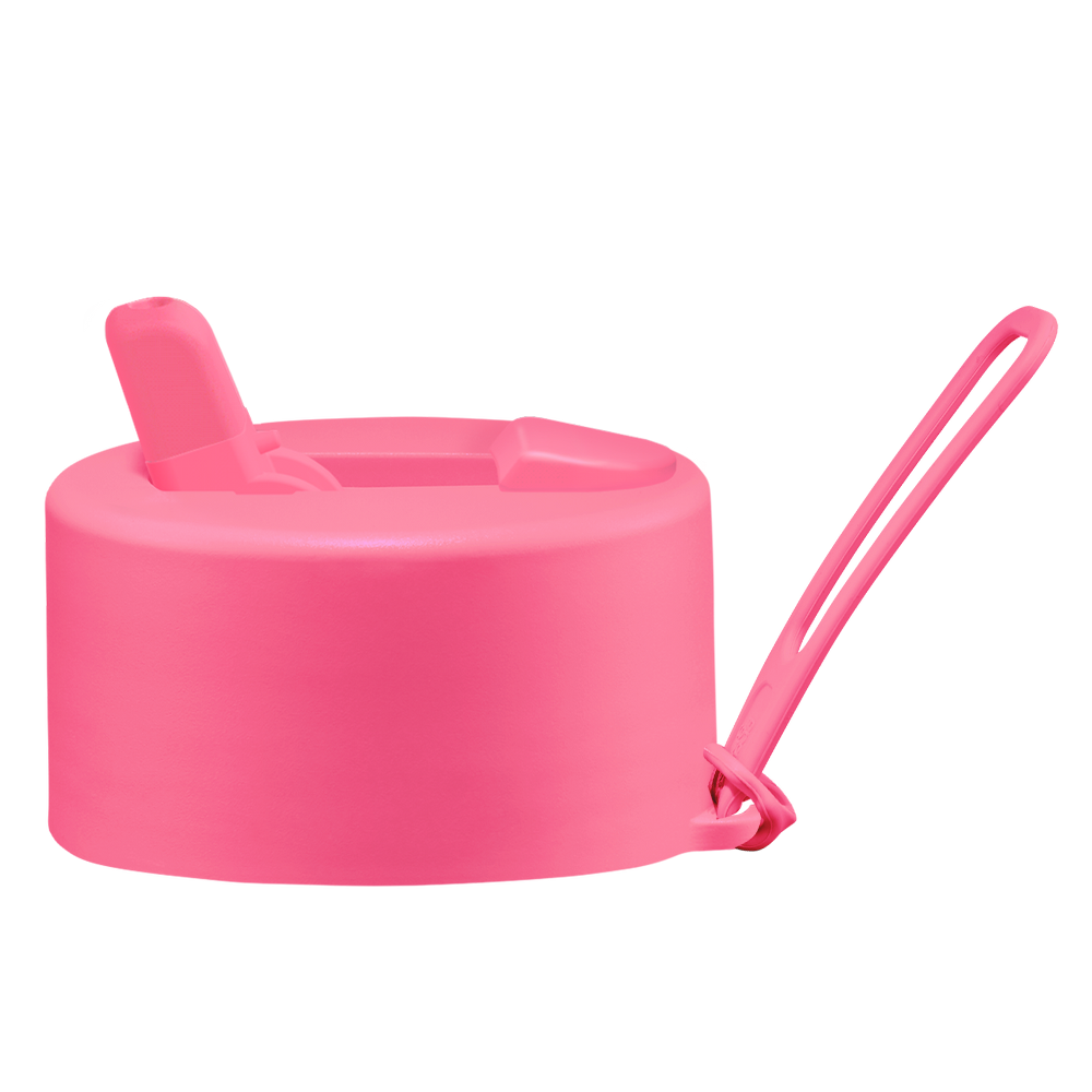 Frank Green Flip Straw Lid - replacement lid with strap - neon pink