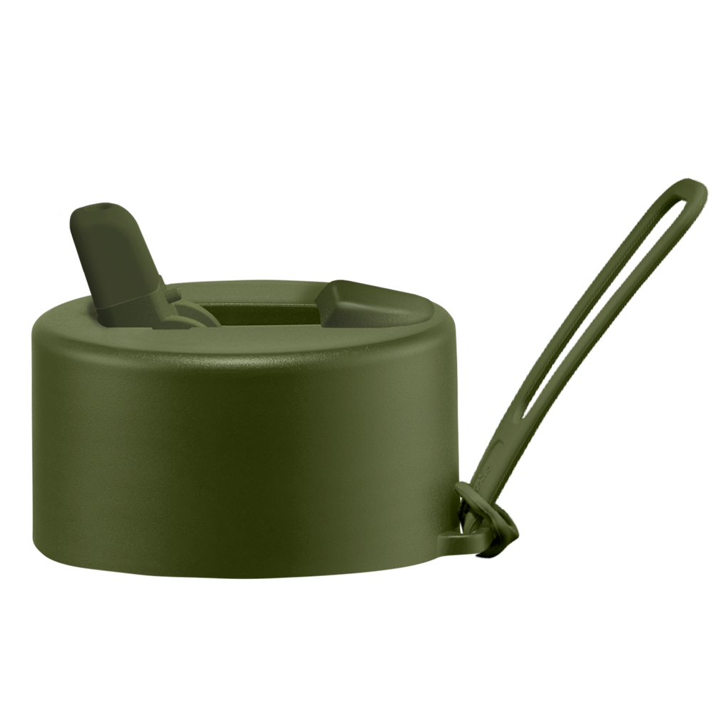 Frank Green Flip Straw Lid - replacement lid with strap - khaki