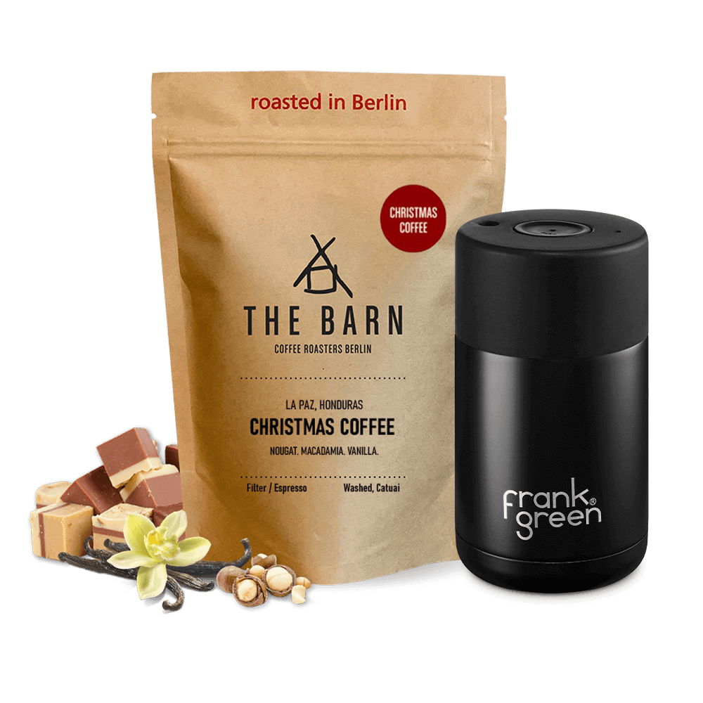 The Barn Christmas coffee Frank Green Ceramic 295ml Set - midnight