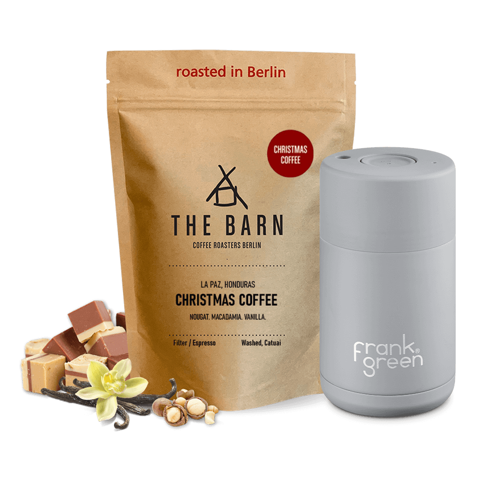 The Barn Christmas coffee Frank Green Ceramic 295ml Set - harbor mist