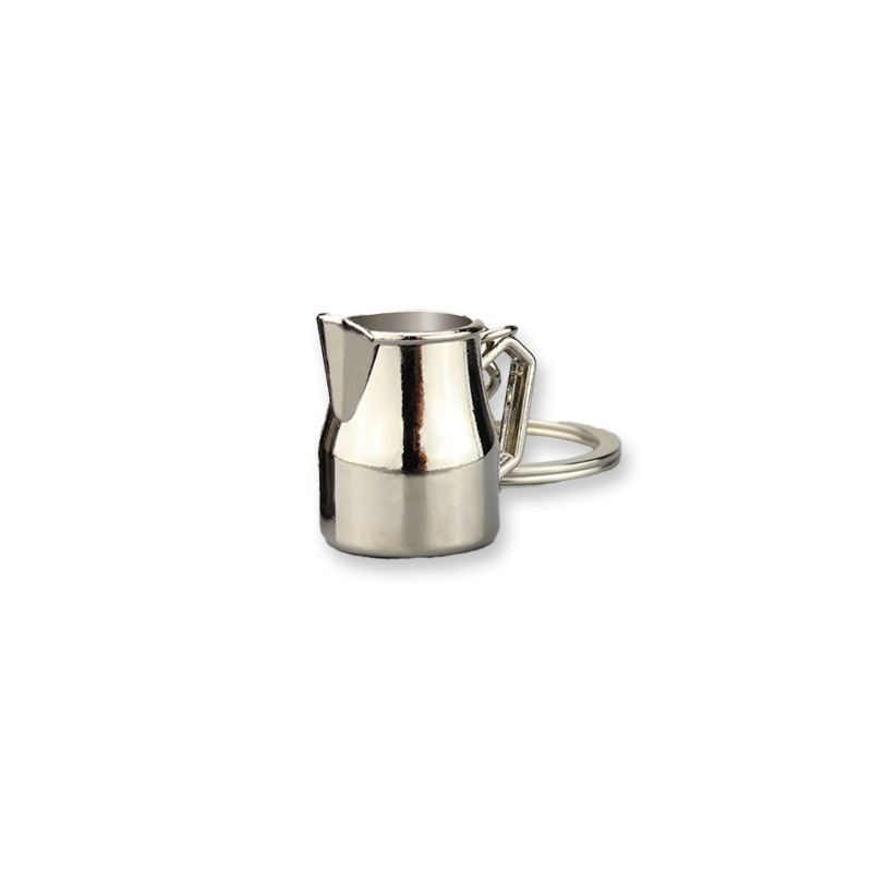 Metal key chain - milk jug - silver