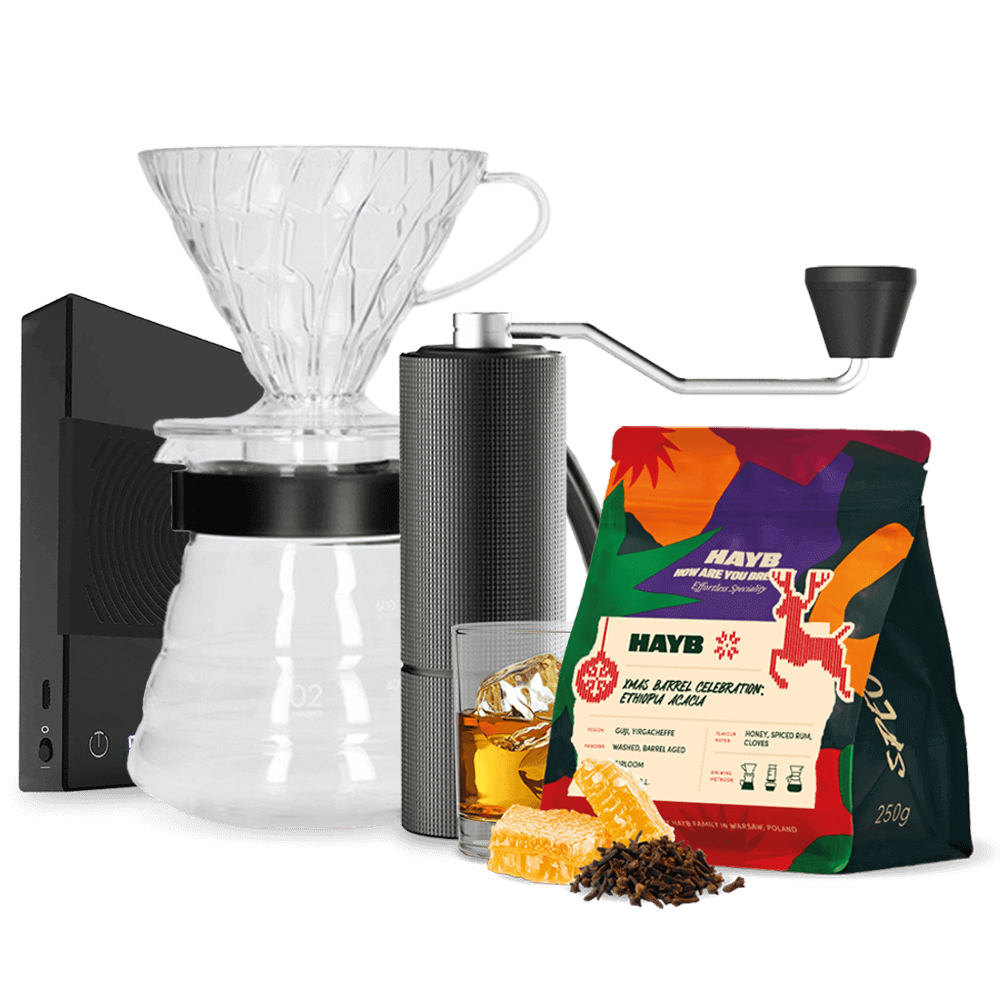 Hayb XMAS Barrel coffee Hario V60 Set Timemore C2 Basic Scale Set - black