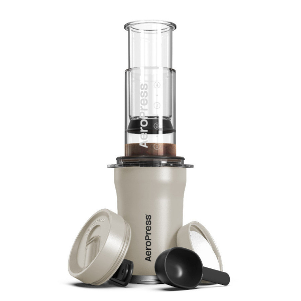 AeroPress Go Plus Travel System - travel coffee maker - cream