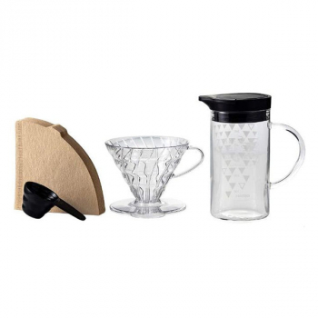 Hario V60 Dripper and Thermo Color Server set - clear