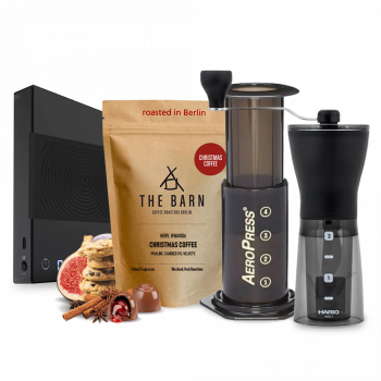 The The Barn Christmas coffee Aeropress Hario Mini MIll Timemore Basic Scale Set