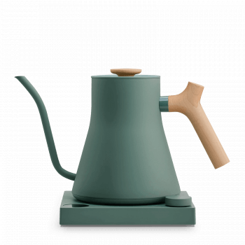 AS GOOD AS NEW - Fellow Stagg EKG 0.9l - green kettle with wooden handle