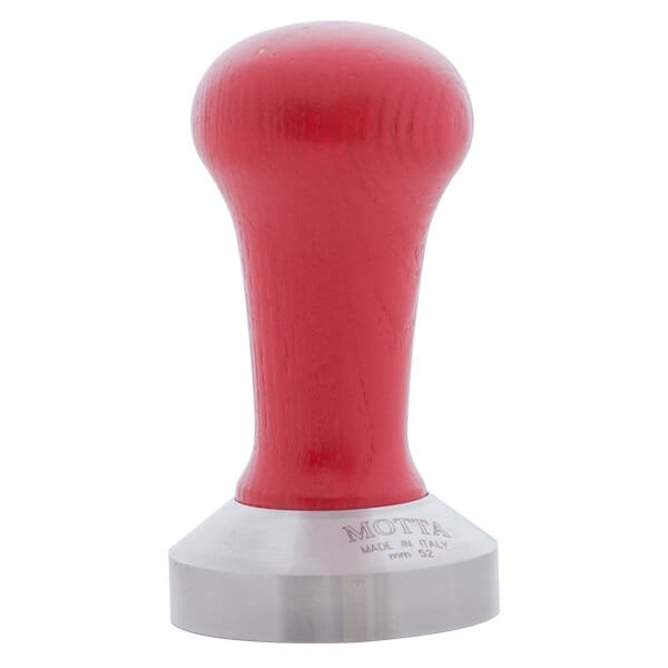 Tamper Motta 52mm - stainless steel, wood - red
