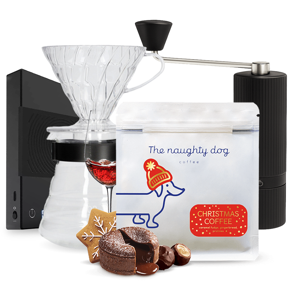 The Naughty Dog Christmas Edition Hario V60 Nuttii G1S Timemore Basic Scale Set - Black