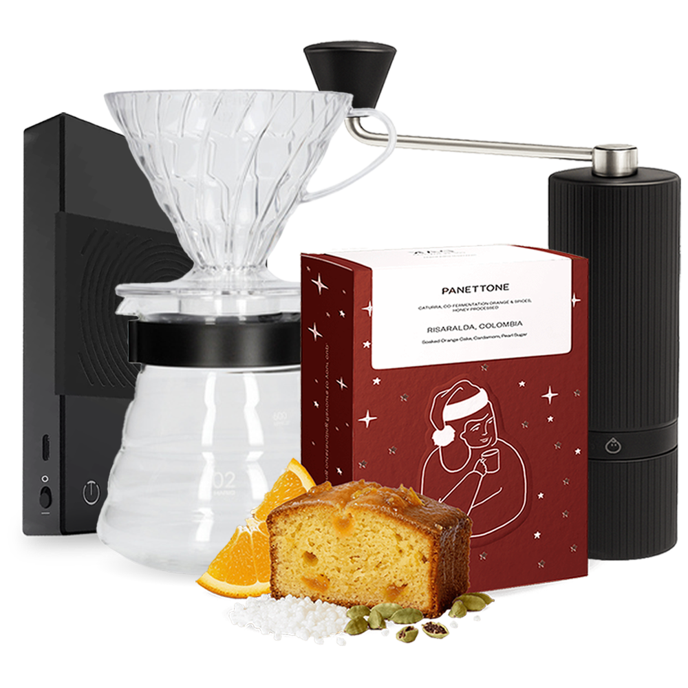 DAK Christmas Panettone coffee Hario V60 Nuttii G1S Timemore Basic Scale Set - black