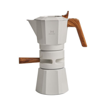 Muvna Thermo-Control Dual Valve Moka Pot - 2 cups - moka pot with temperature control - beige
