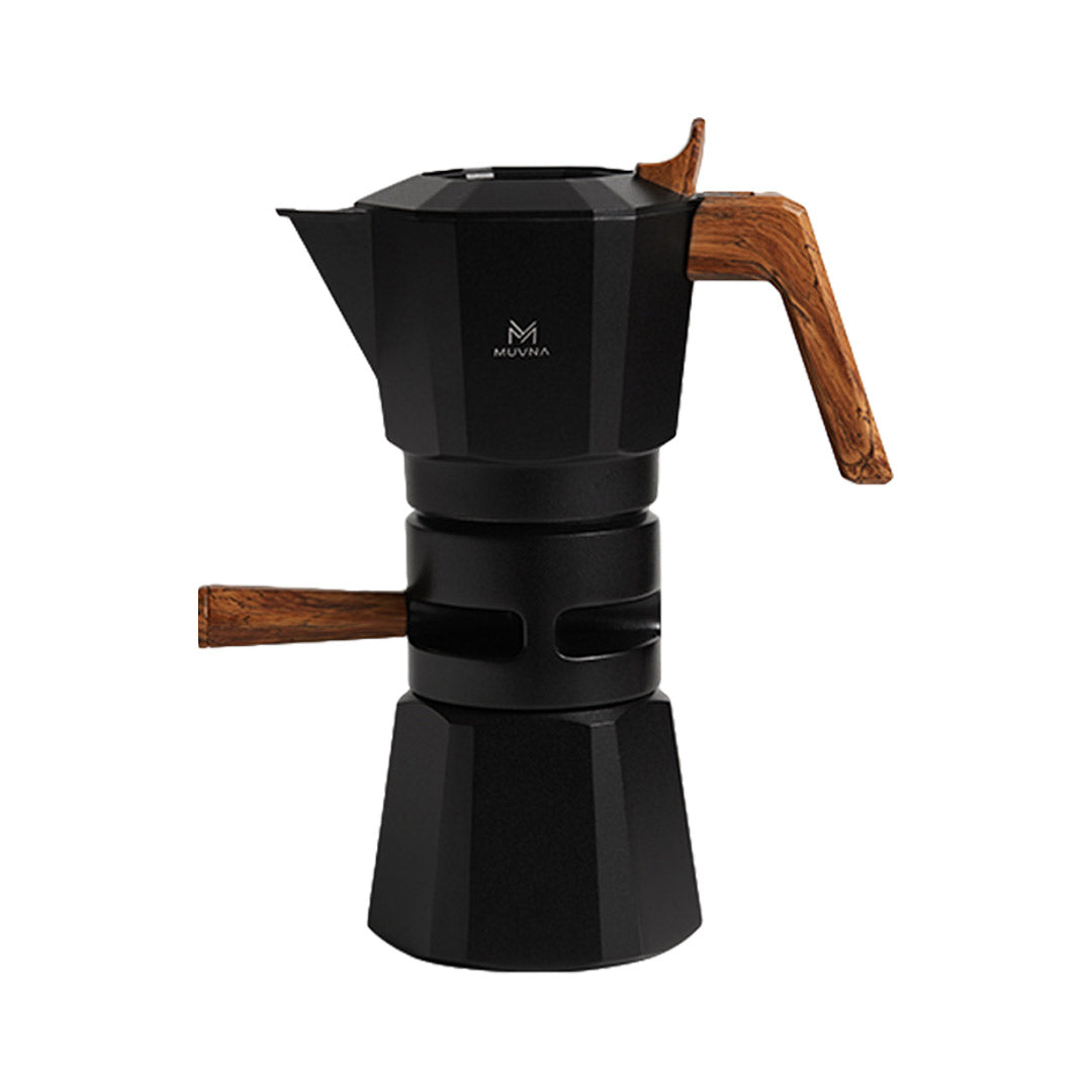 Muvna Thermo-Control Dual Valve Moka Pot - 4 cups - moka pot with temperature control - black
