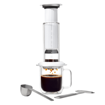 AeroPress Premium coffee maker - glass + metal - white