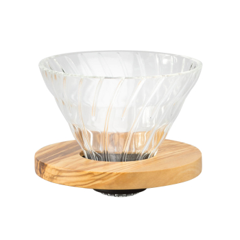 Hario V60-02 dripper - olive - glass wood - LIKE NEW