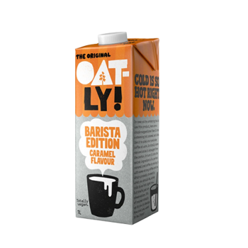 Oatly Barista Caramel - a caramel-flavored oat-based beverage