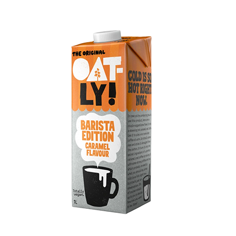 Oatly Barista Caramel - a caramel-flavored oat-based beverage