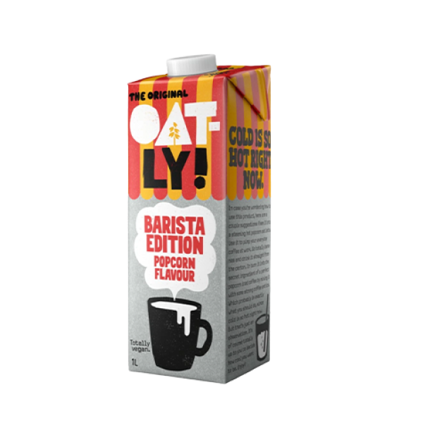 Oatly Barista Popcorn – popcorn-flavored oat drink for baristas