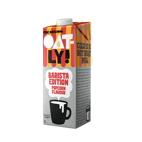 Oatly Barista Popcorn – popcorn-flavored oat drink for baristas