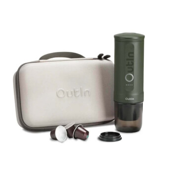 Outin Nano Portable Espresso Machine – Forest Green Bundle (espresso machine with carrying case)
