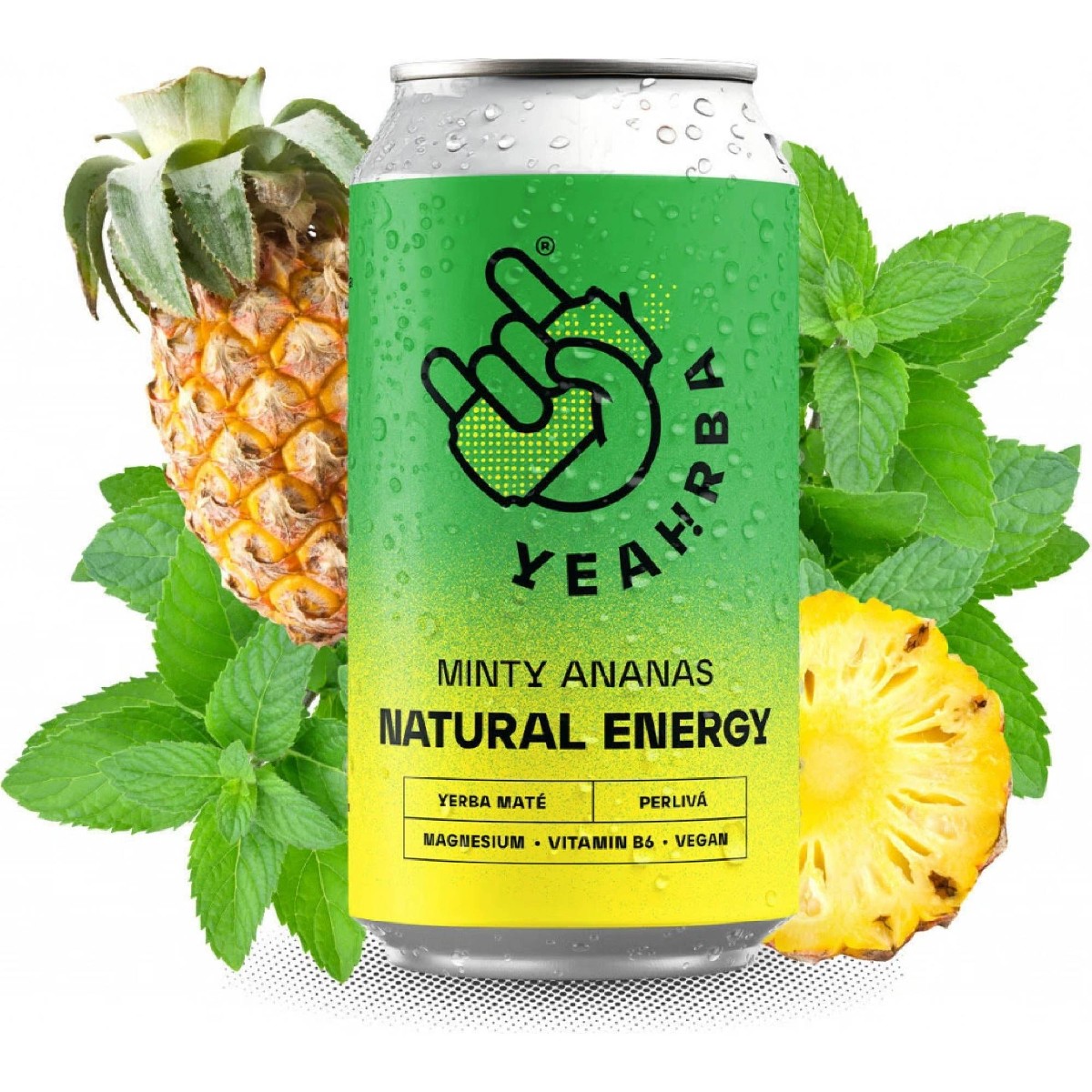 Yeahrba Natural Energy Drink - Minty Pineapple - 330 ml
