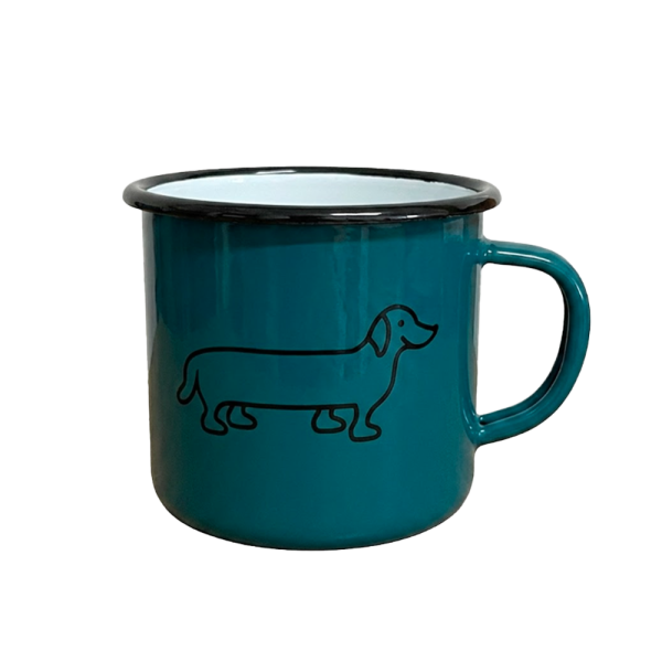 The Naughty Dog Enamel Mug - Turquoise
