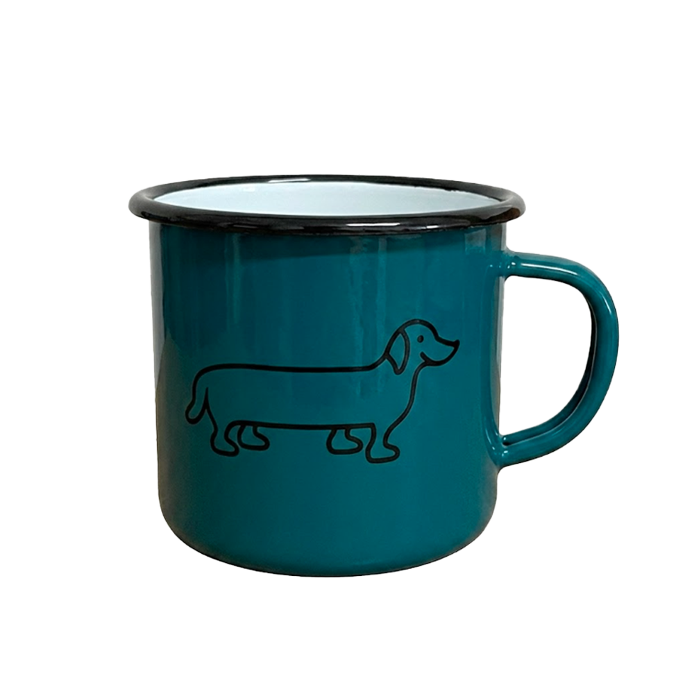 The Naughty Dog Enamel Mug - Turquoise