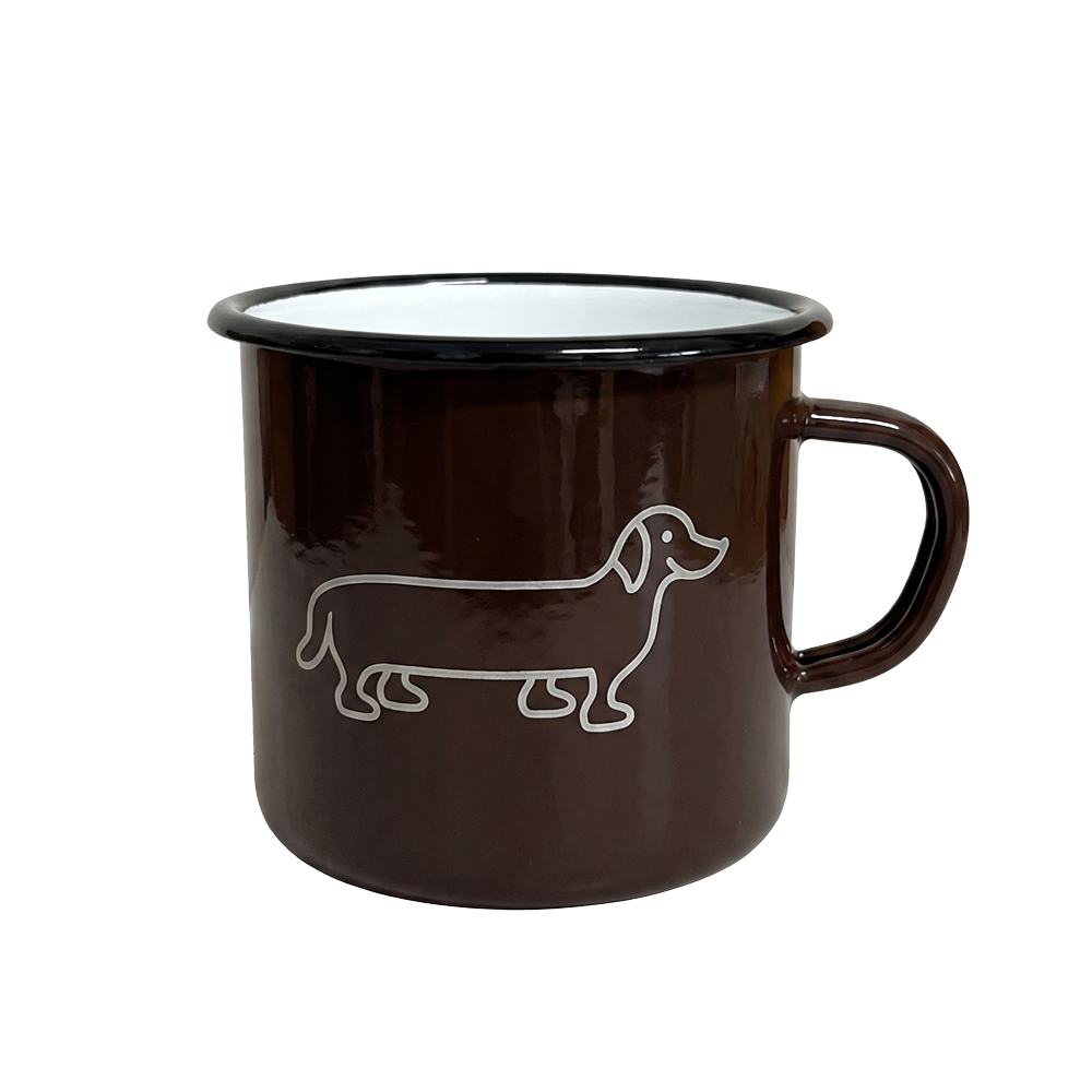 The Naughty Dog Enamel Mug - Brown