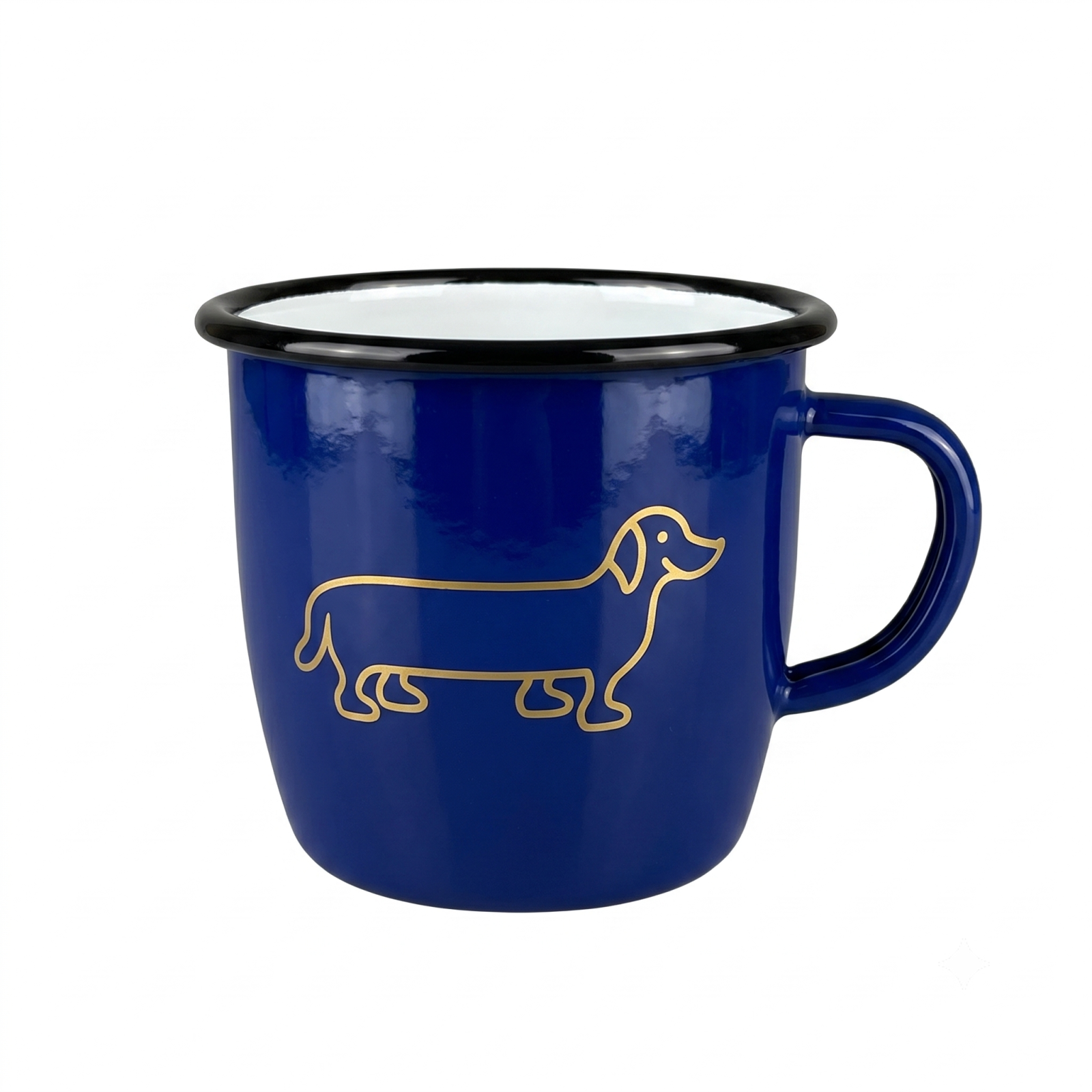 The Naughty Dog Enamel Mug - Dark Blue (Conical)