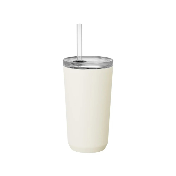 Kinto To Go Tumbler - Insulated Mug with Straw - 480 ml - White