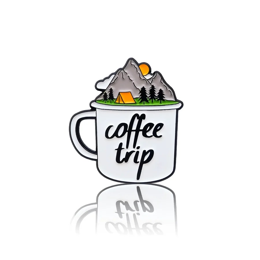 Pinbox - Coffee Trip - Mountains - Metal Brooch