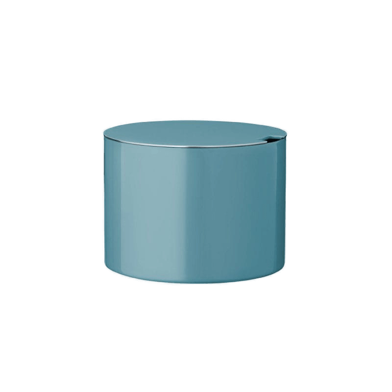 Stelton stainless steel sugar bowl Arne Jacobsen blue
