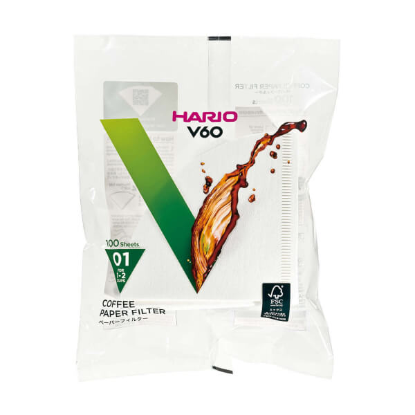 Hario paper filters for V60-01 - 100 pcs - bleached [VCF-01-100W]