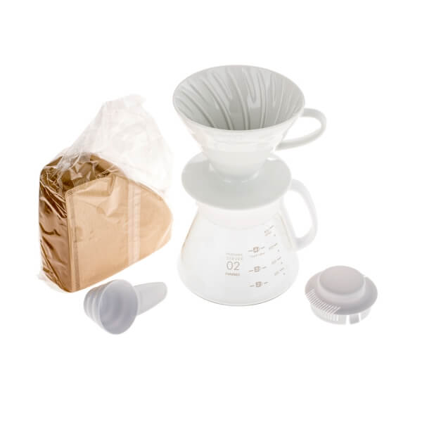 Hario V60-02 Pour Over Kit - white ceramic set