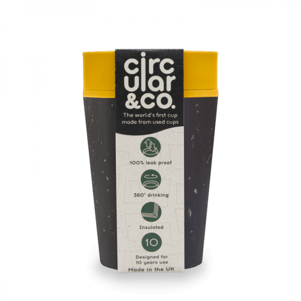 Circular Cup (rCup) cup 227ml - Black and Mustard