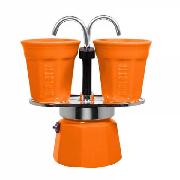 Bialetti Mini Express 2 - moka pot orange + 2 cups