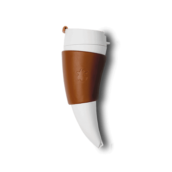 Goat Story Mug - brown with leather - 350ml