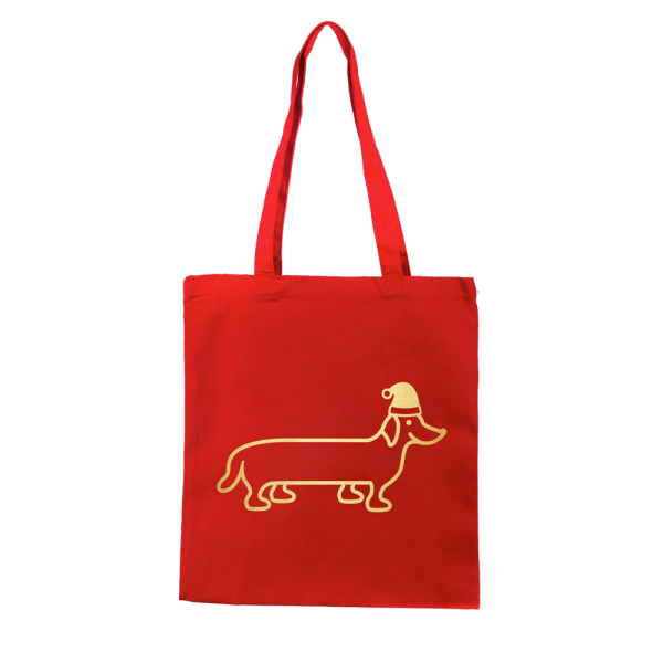 The naughty dog ​​Christmas canvas bag