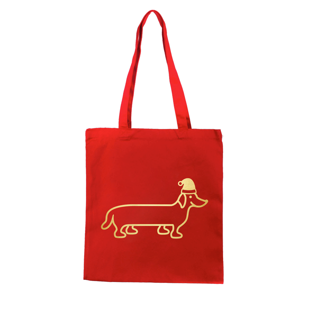 The naughty dog ​​Christmas canvas bag