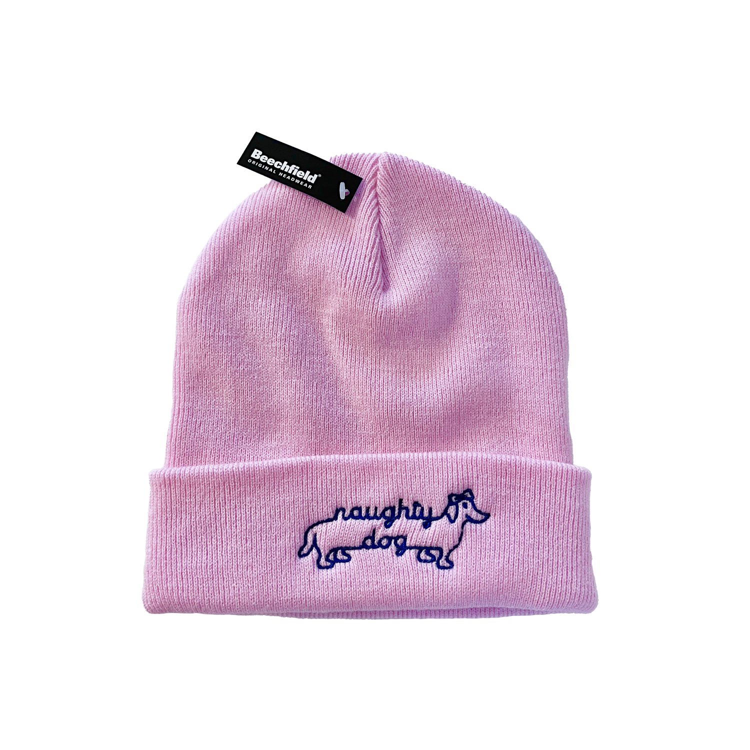 The Naughty Dog Brim Cap - Pink With Text