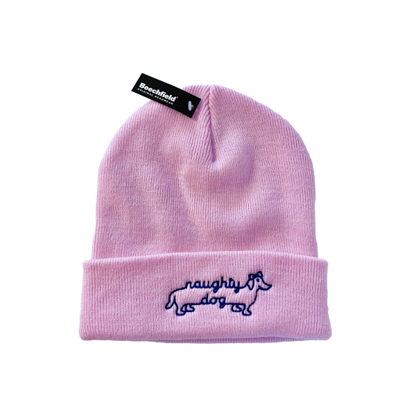 The Naughty Dog Brim Cap - Pink With Text