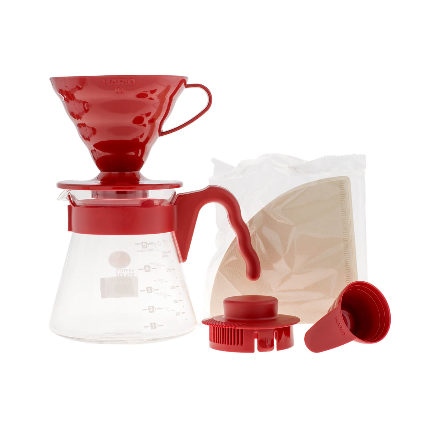 Hario V60-02 Pour Over Kit - red plastic set