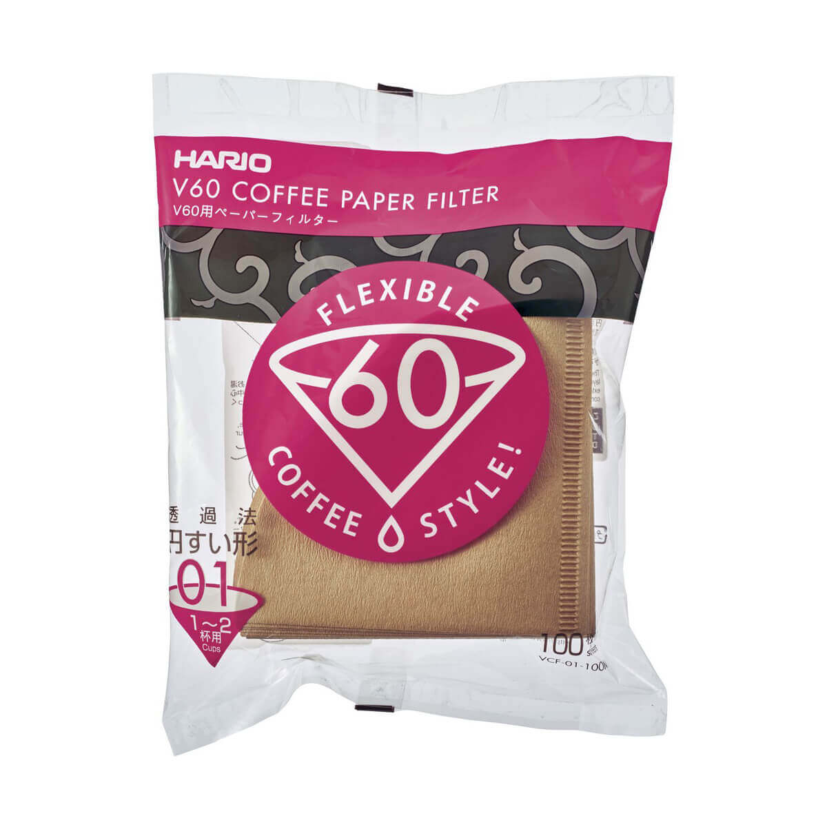 Paper filters Hario V60-01 100 pcs. - unbleached