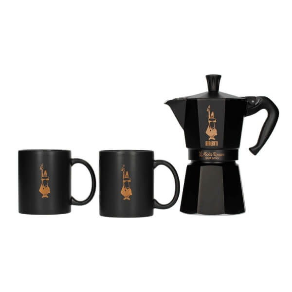 Bialetti Moka Express 6 cups - black moka teapot + 2 cups