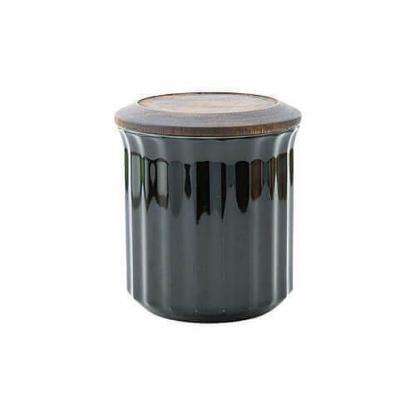 Origami Canister ceramic jar - black
