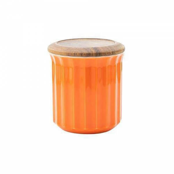 Origami Canister ceramic jar - orange