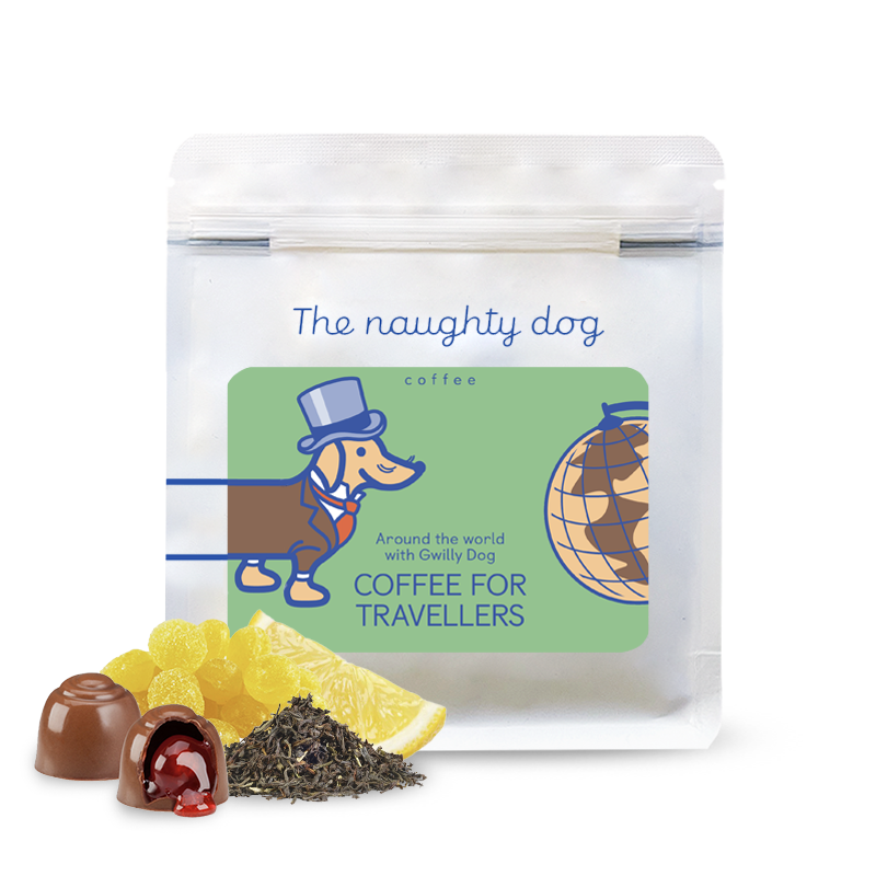 Specialty coffee The naughty dog TRAVELLERS COFFEE blend - Around the world with Gwilly Dog